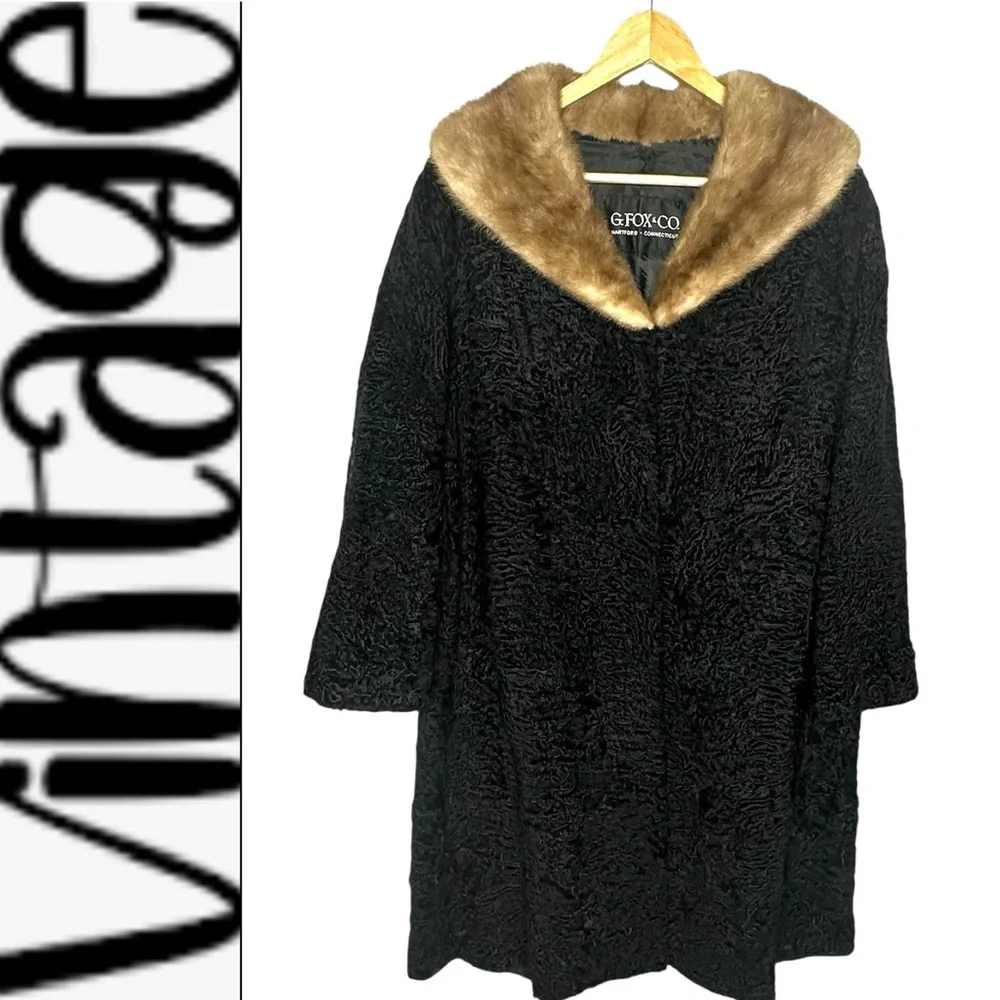 Vintage 50’s/60’s G Fox + Co Persian Lamb Fur Jacket w/Mink Collar - Picture 1 of 16